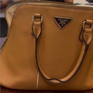 Prada Camel Leather Shoulder Bag
